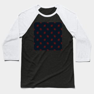 Elegant Red Winter Flower Blue Pattern Baseball T-Shirt